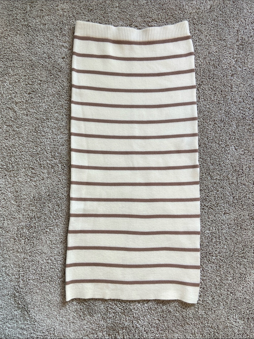 Double Zero • Striped Sweater Knit Midi Skirt